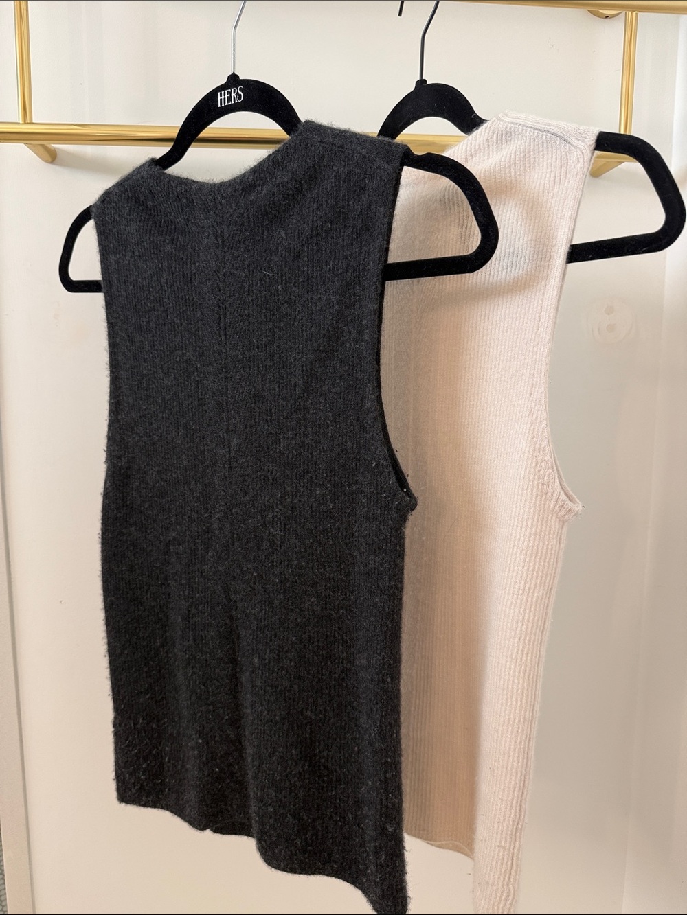 360 Cashmere Ribbed Tank Duo in Black & Cream
